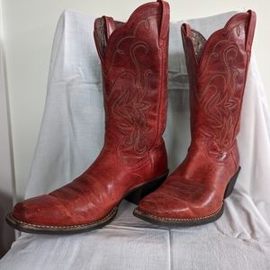 Red Leather Ariat Women's Cowboy Boots Size 8.5B